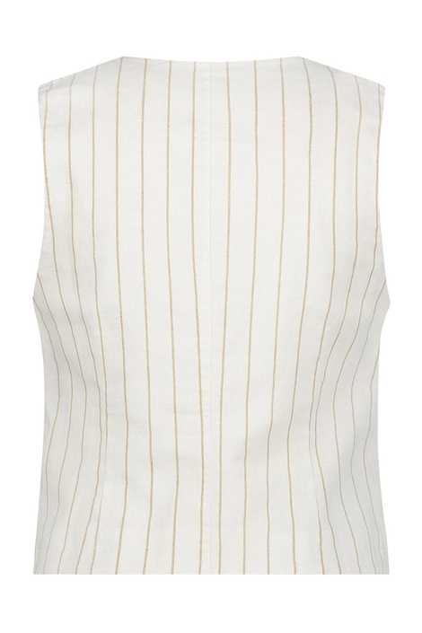 Red Button waistcoat cotton linen stripe